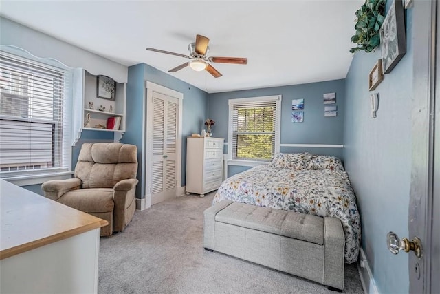 432 Kenmont Ave, Mt Lebanon, PA 15228 - carpeted bedroom with a closet and a ceiling fan