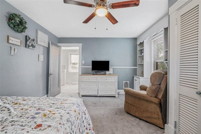 432 Kenmont Ave, Mt Lebanon, PA 15228 - bedroom featuring multiple windows, carpet, and ceiling fan