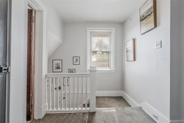 432 Kenmont Ave, Mt Lebanon, PA 15228 - corridor with carpet floors and an upstairs landing