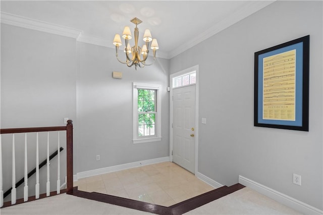 228 Highpointe Dr, Pittsburgh, PA 15220 - entryway featuring a chandelier and ornamental molding