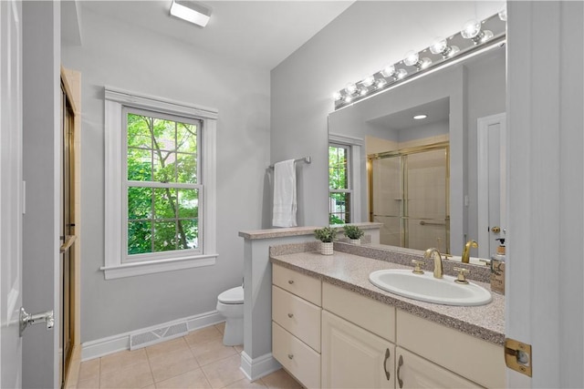 228 Highpointe Dr, Pittsburgh, PA 15220 - full bathroom featuring plenty of natural light, vanity, a shower with door, and tile patterned floors