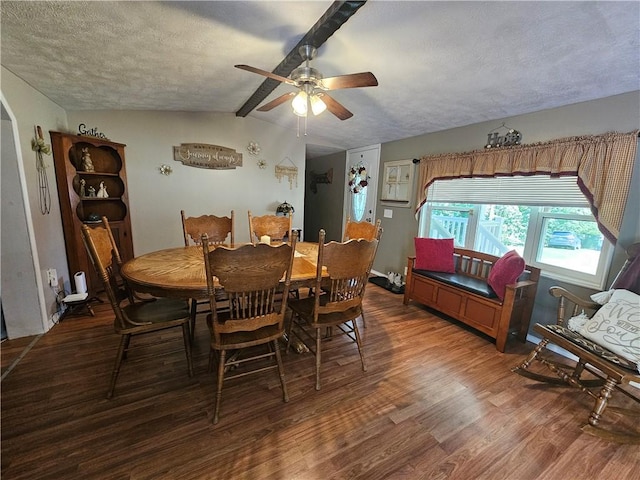 170 Laidleys Run Rd, West Finley, PA 15376 - dining space featuring vaulted ceiling, wood finished floors, a textured ceiling, and ceiling fan