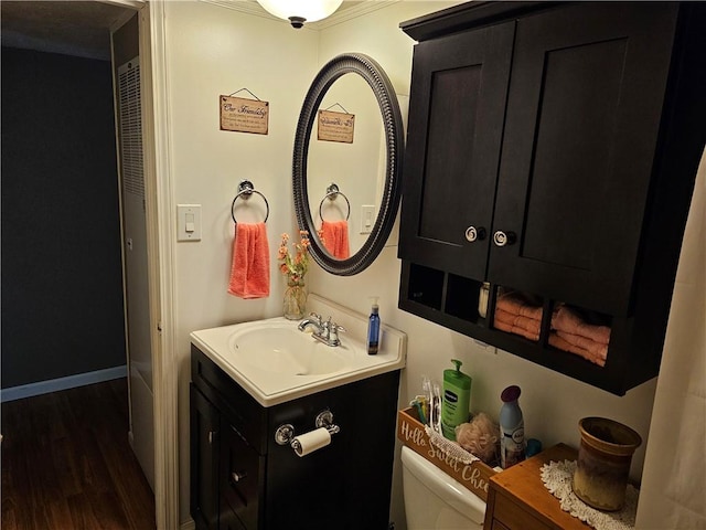 170 Laidleys Run Rd, West Finley, PA 15376 - bathroom featuring vanity and wood finished floors