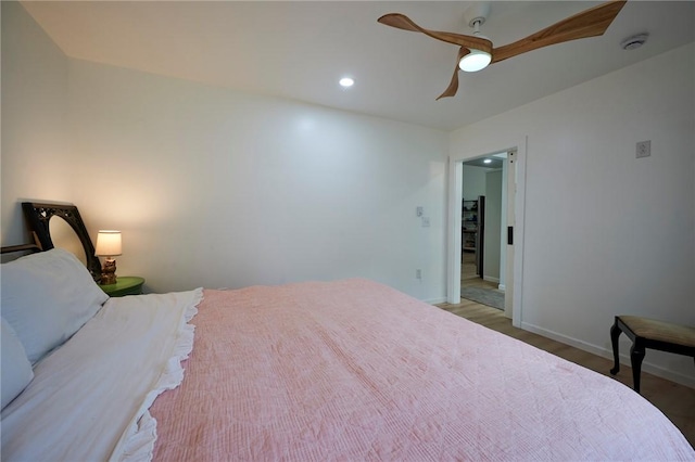 214 Youngs Ln, Sugarcreek, PA 16323 - bedroom featuring wood finished floors, a ceiling fan, and recessed lighting