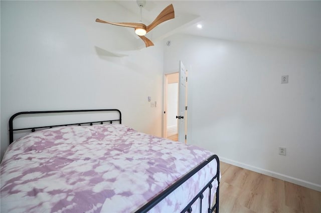 214 Youngs Ln, Sugarcreek, PA 16323 - bedroom featuring light wood finished floors, lofted ceiling, and ceiling fan