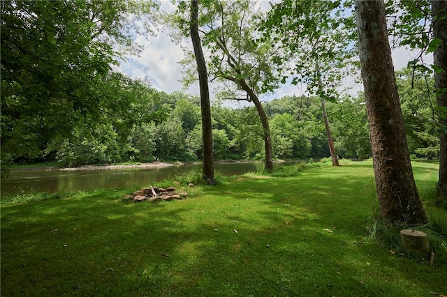 214 Youngs Ln, Sugarcreek, PA 16323 - view of grassy yard with a water view and a wooded view