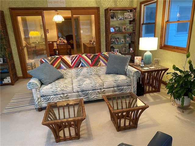 39 Hogue Rd, West Middlesex Boro, PA 16159 - living area with carpet and wallpapered walls