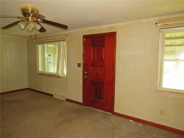 150 Marshall Dr, Penn Hills, PA 15235 - carpeted spare room featuring crown molding and a ceiling fan