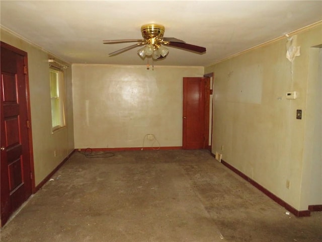 150 Marshall Dr, Penn Hills, PA 15235 - empty room with a ceiling fan, ornamental molding, and carpet flooring
