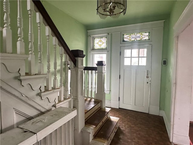 1532 Orangewood Ave, Beechview, PA 15216 - entryway featuring stairway and a chandelier
