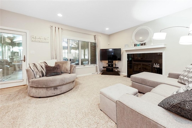 652 Cheyenne Trl, Jackson Twp, PA 16137 - living area featuring healthy amount of natural light, a fireplace, and recessed lighting