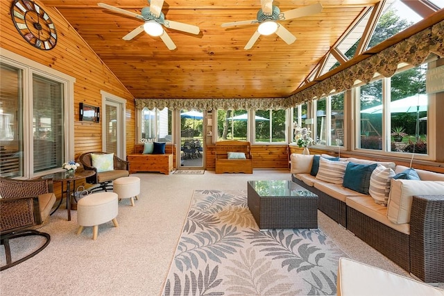 652 Cheyenne Trl, Jackson Twp, PA 16137 - sunroom / solarium with lofted ceiling, a ceiling fan, and outdoor lounge area