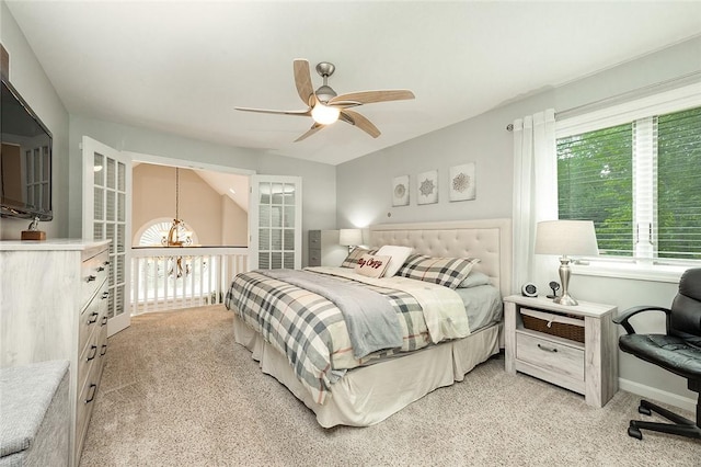 652 Cheyenne Trl, Jackson Twp, PA 16137 - bedroom with light carpet, ceiling fan, and a chandelier