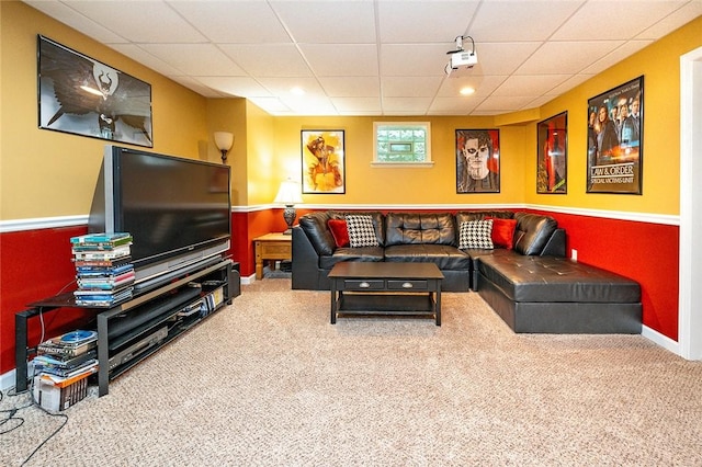 652 Cheyenne Trl, Jackson Twp, PA 16137 - carpeted living room with a drop ceiling