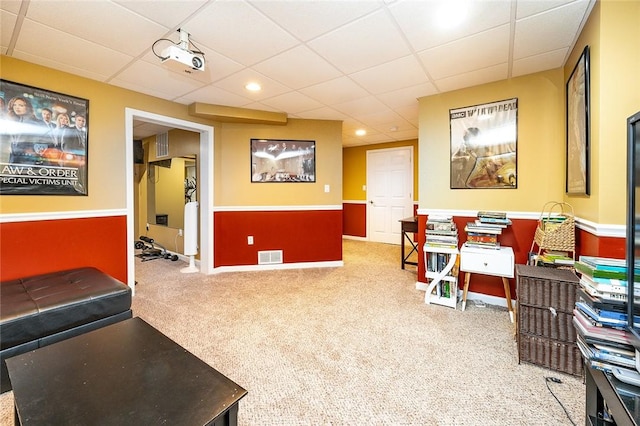 652 Cheyenne Trl, Jackson Twp, PA 16137 - home office with a paneled ceiling, carpet flooring, and recessed lighting