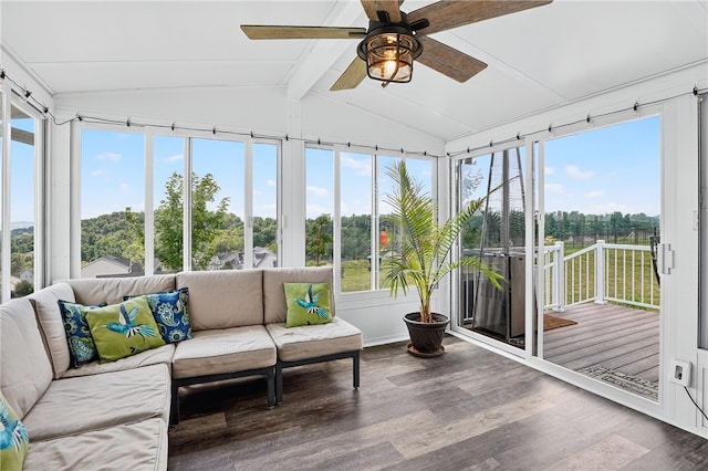 106 High Pointe Dr, Chartiers, PA 15301 - sunroom with outdoor lounge area, wood finished floors, and ceiling fan