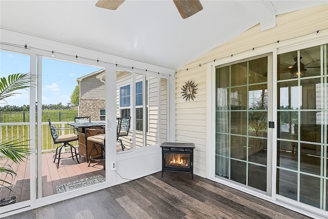 106 High Pointe Dr, Chartiers, PA 15301 - sunroom / solarium with ceiling fan, vaulted ceiling, and a fireplace