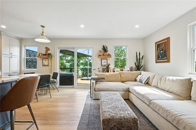 1206 Carla Dr, Blawnox, PA 15238 - living room with recessed lighting and light wood-style floors