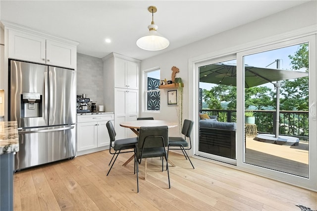 1206 Carla Dr, Blawnox, PA 15238 - dining space featuring light wood-style flooring and recessed lighting