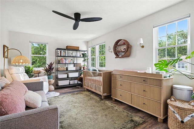1206 Carla Dr, Blawnox, PA 15238 - bedroom with wood finished floors and ceiling fan