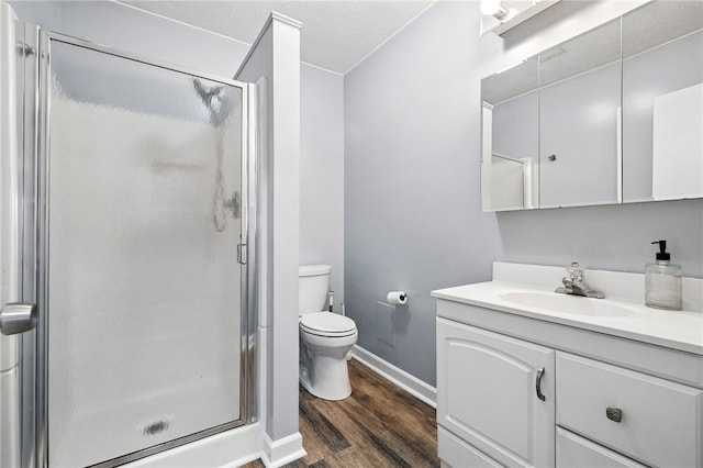 1206 Carla Dr, Blawnox, PA 15238 - bathroom with wood finished floors, vanity, and a shower stall