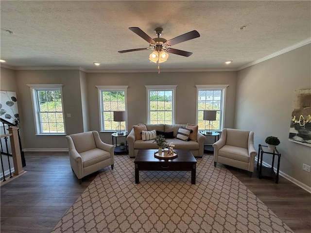 173 Lockheed Dr, Moon/Crescent Twp, PA 15108 - living area with wood finished floors, plenty of natural light, a textured ceiling, ceiling fan, and recessed lighting