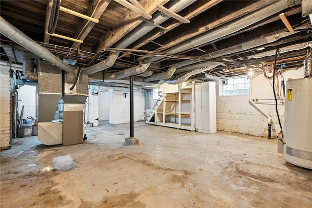 5248 Beelermont Pl, Squirrel Hill, PA 15217 - basement featuring gas water heater, heating unit, and stairway