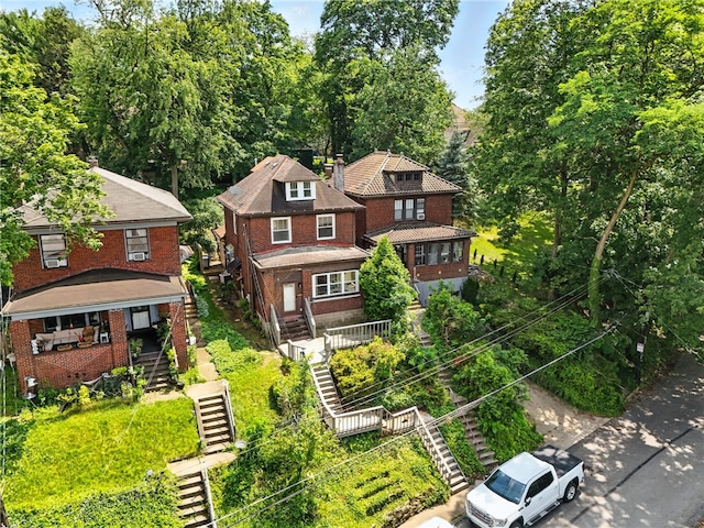 5248 Beelermont Pl, Squirrel Hill, PA 15217 - view of front facade with stairway and brick siding