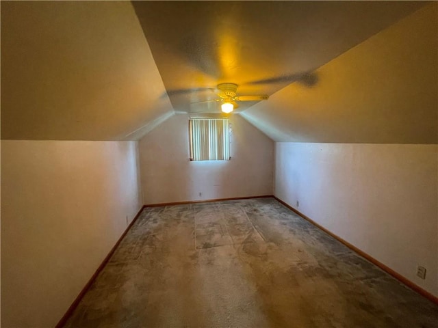 33 Orchard Ln, Carroll Twp, PA 15063 - additional living space with light carpet, vaulted ceiling, and a ceiling fan
