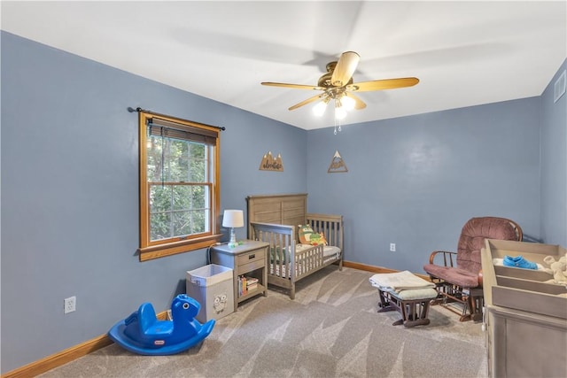 115 Barrett Dr, Brighton Twp, PA 15009 - carpeted bedroom with a crib and ceiling fan