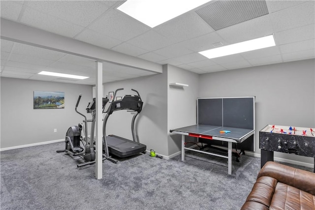 115 Barrett Dr, Brighton Twp, PA 15009 - exercise area with a drop ceiling and carpet floors