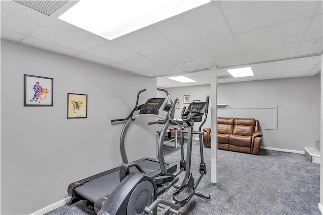 115 Barrett Dr, Brighton Twp, PA 15009 - exercise area featuring a drop ceiling and carpet