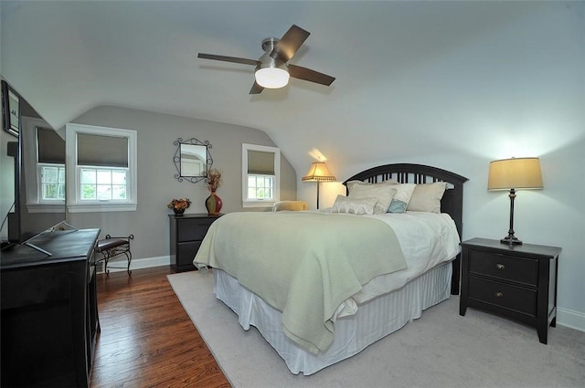 79 W Manilla Ave, Green Tree, PA 15220 - bedroom featuring vaulted ceiling, wood finished floors, and a ceiling fan