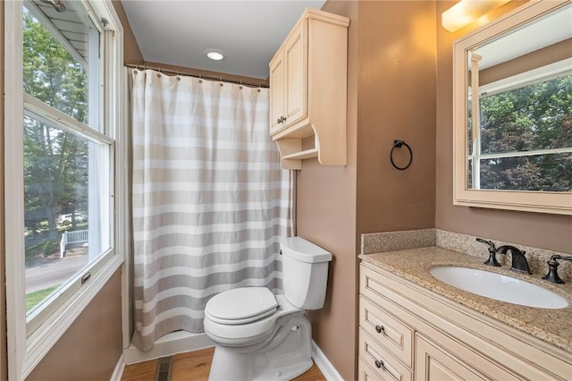 1308 Heather Heights Dr, Mccandless, PA 15101 - bathroom featuring vanity, wood finished floors, and a shower with curtain