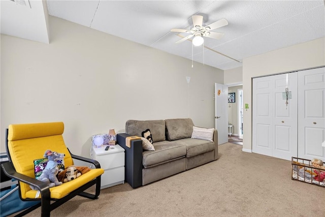 2120 Greentree Rd Unit 610E, Pittsburgh, PA 15220 - carpeted living area with ceiling fan