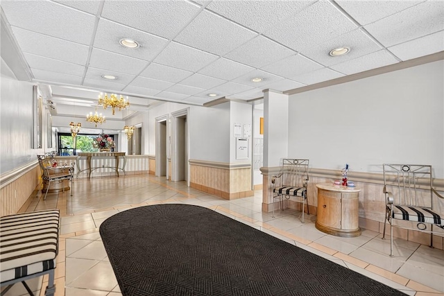 2120 Greentree Rd Unit 610E, Pittsburgh, PA 15220 - common area with wainscoting, a drop ceiling, and recessed lighting