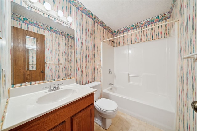 437 Shady Ridge Dr, Monroeville, PA 15146 - bathroom with wallpapered walls, vanity, and shower / washtub combination