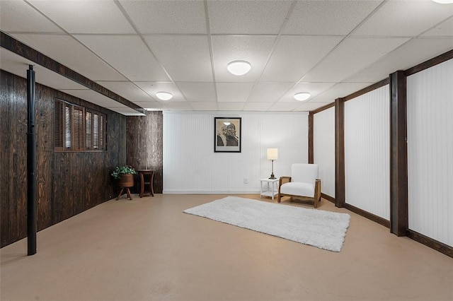 900 N Whitmore Rd, North Huntingdon, PA 15642 - living area with a drop ceiling and concrete floors