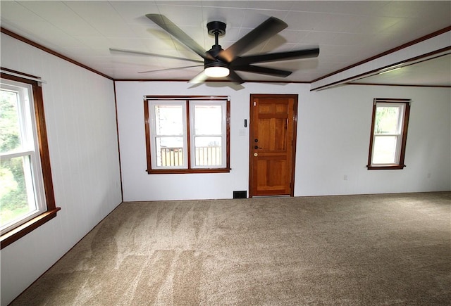 216 Duffy Dr, Moon/Crescent Twp, PA 15108 - empty room with carpet floors, a ceiling fan, and plenty of natural light