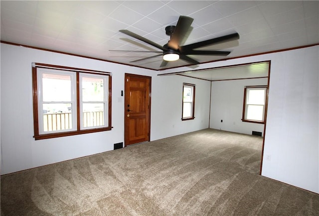 216 Duffy Dr, Moon/Crescent Twp, PA 15108 - carpeted empty room with a ceiling fan and crown molding