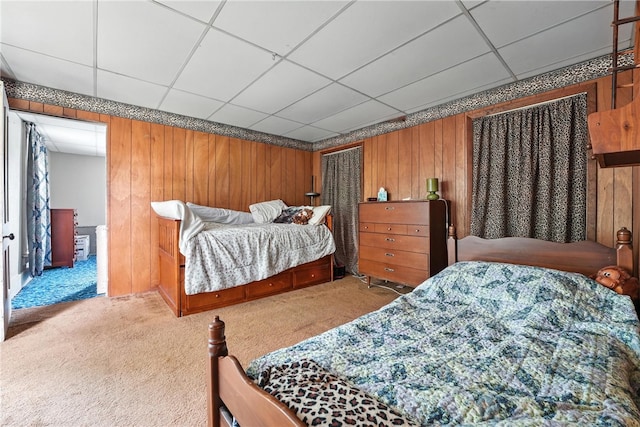 339 E Market St, Mercer Boro, PA 16137 - carpeted bedroom with wood walls and a paneled ceiling
