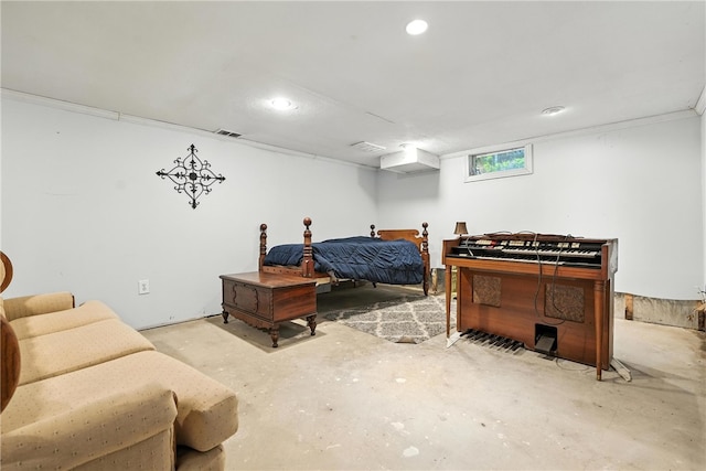 231 E N St, Mercer Boro, PA 16137 - bedroom featuring unfinished concrete floors and recessed lighting