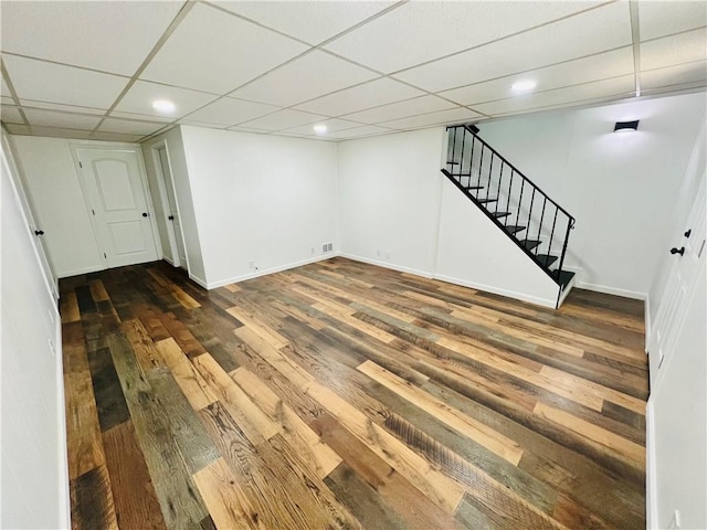 26 Wilmac St, South Union Twp, PA 15401 - finished basement with stairs, a paneled ceiling, wood finished floors, and recessed lighting