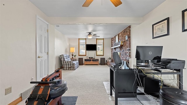 11 Sunnycrest Dr, Cecil, PA 15321 - carpeted office with ceiling fan and baseboards