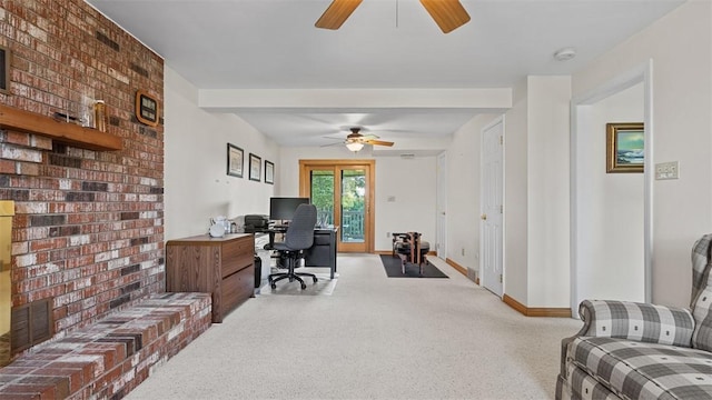 11 Sunnycrest Dr, Cecil, PA 15321 - carpeted home office featuring ceiling fan and brick wall