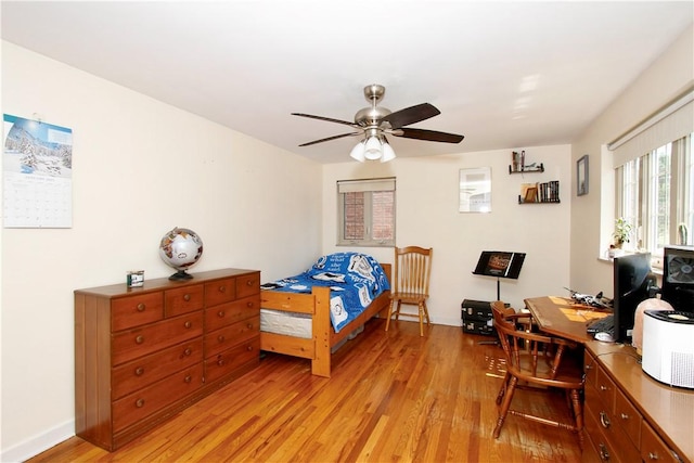 731 Kewanna Ave, Mt Lebanon, PA 15234 - bedroom featuring light wood finished floors, an office area, and a ceiling fan