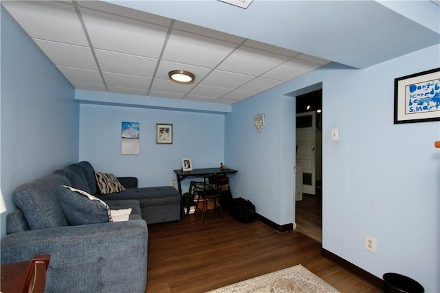 731 Kewanna Ave, Mt Lebanon, PA 15234 - living room featuring dark wood-type flooring and a drop ceiling
