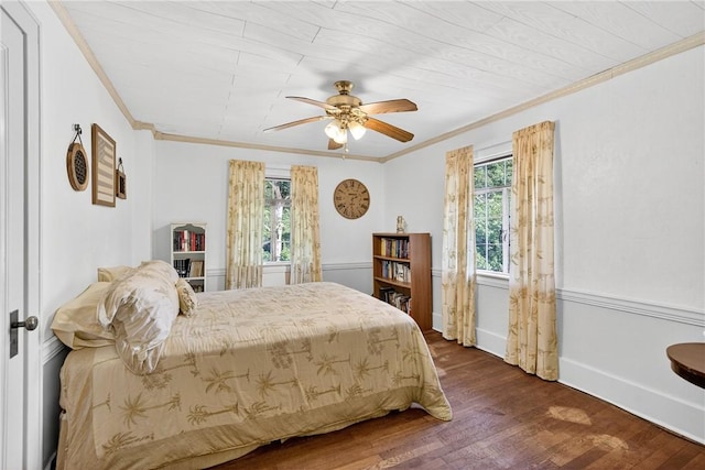 510 7th St, Patterson Heights, PA 15010 - bedroom featuring crown molding, wood finished floors, and ceiling fan