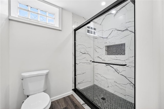 545 Vanderbilt Rd, Dunbar Twp, PA 15425 - bathroom featuring wood finished floors and a marble finish shower