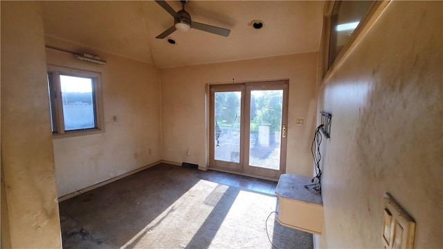 1442 Greensburg Pike, Sewickley Twp, PA 15089 - doorway featuring plenty of natural light, ceiling fan, concrete floors, and vaulted ceiling